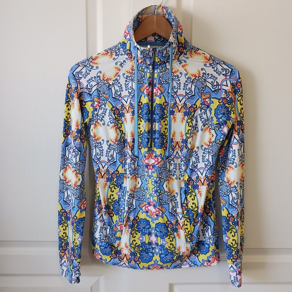 Coolibar Women's Annette Half-Zip Pullover UPF 50+ Riviera Kaleidoscope Size XXS